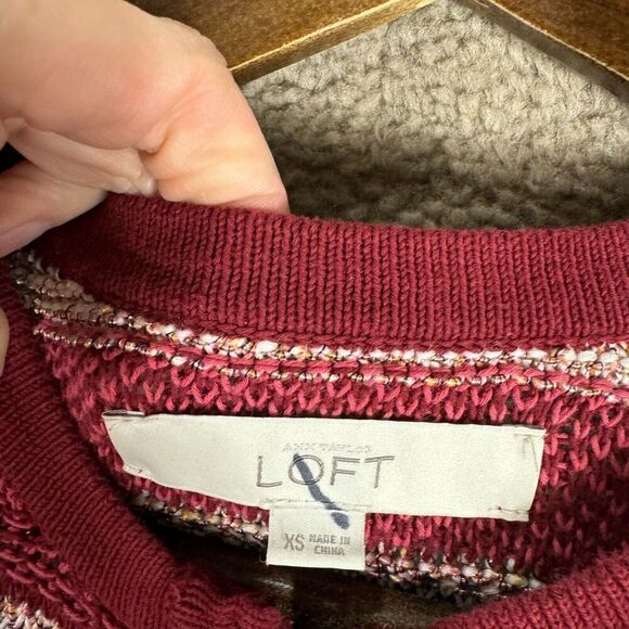 Ann Taylor Loft Cardigan Sweater Womens Size XS Red Multi Striped Full‎ Zip Knit - Picture 5 of 10